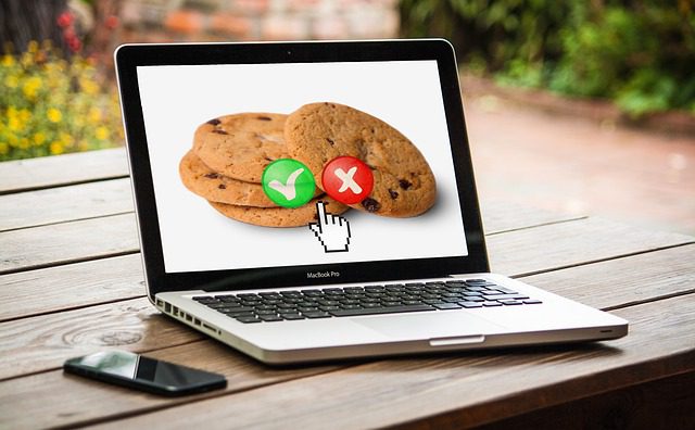 laptop showing cookies on screen